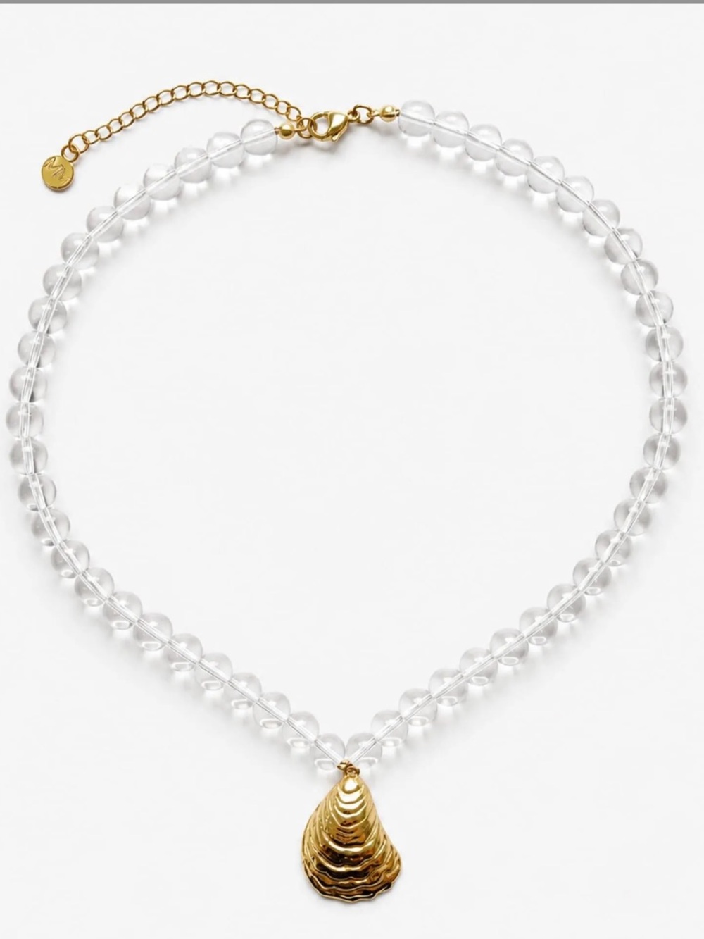 NEW Mayamar Clear Beaded Crystal Shell Pendant Necklace